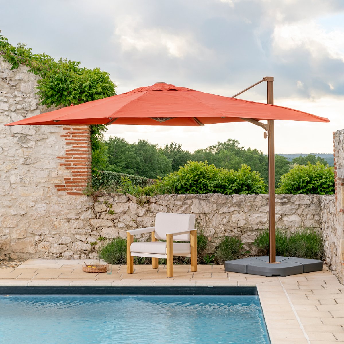 cantilever patio umbrella uk Orion 3m Round LED Parasol with Granite Base & Night Cover Kettler GB you can follow the sun without moving the base.Sturdy base can max hold up to 350 lbs 3m Hanging Banana Cantilever Garden