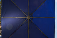 A blue parasol canopy