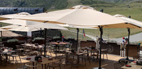 Parasols on a restaurant terrace