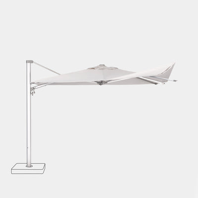 Windproof cantilever parasol Mistral 3x3m - Silver grey frame finish