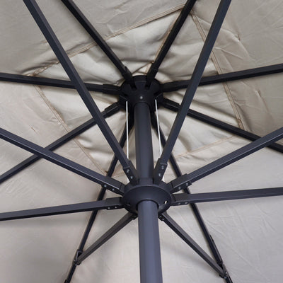 Windproof centre pole parasol Aura 3x3m - Charcoal grey frame inish