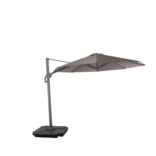 Bundle - Windproof cantilever parasol Zonda Ø3m polyester & Wheeled base Ponant