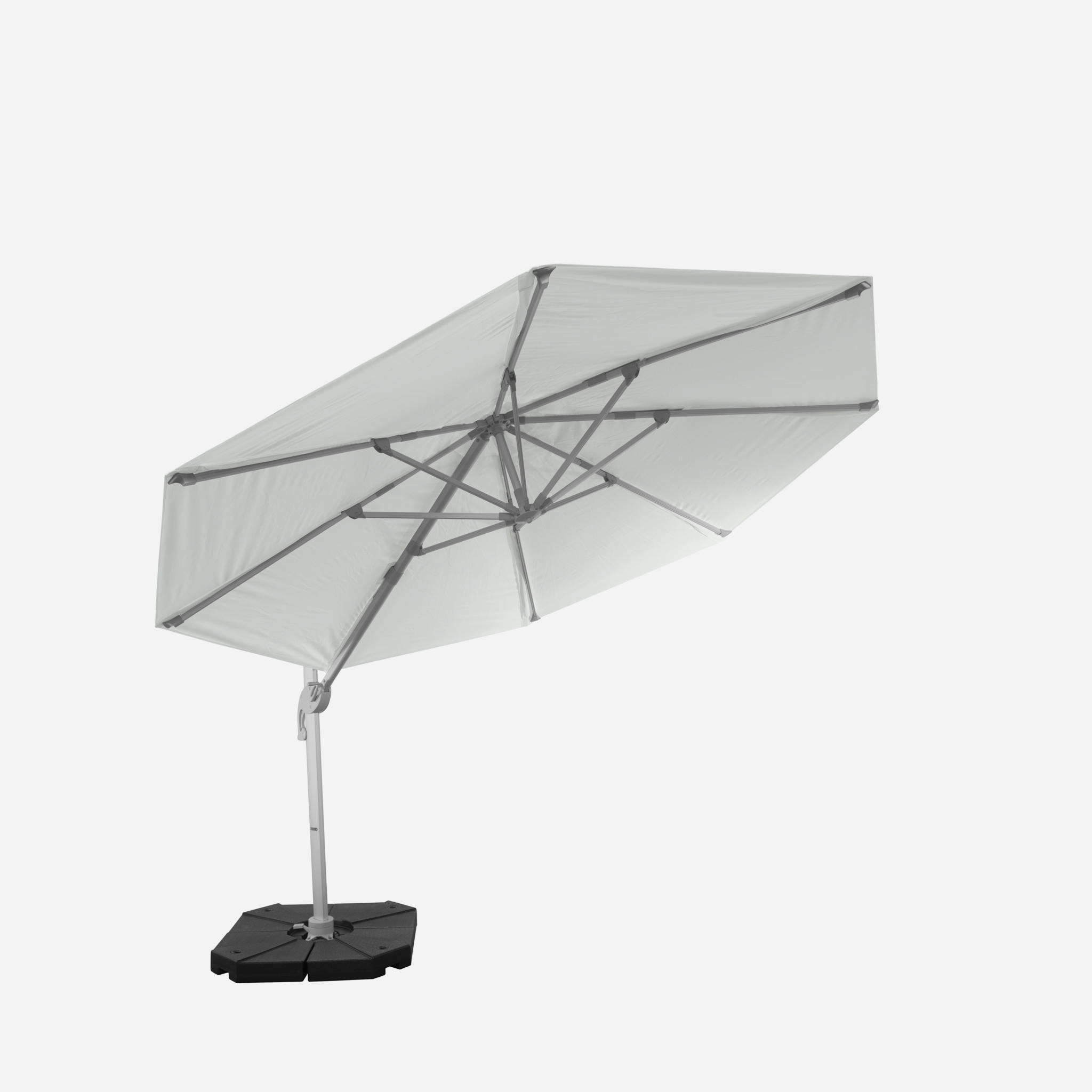 Windproof cantilever parasol Mistral Ø3.30m - Silver grey frame finish