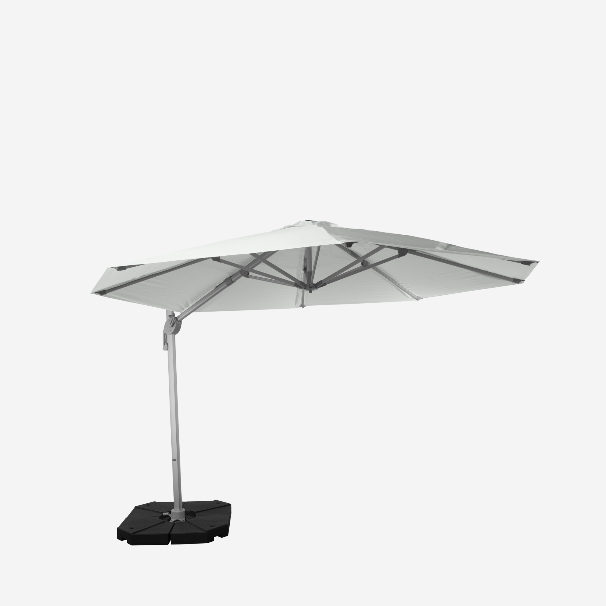 Windproof cantilever parasol Mistral Ø3.30m - Silver grey frame finish