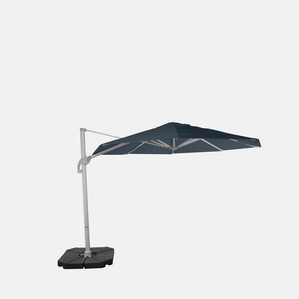 Windproof cantilever parasol Mistral Ø3.30m - Silver grey frame finish