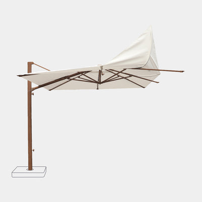 Windproof cantilever parasol Mistral 3x3m - Wood effect frame finish