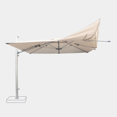 Windproof cantilever parasol Mistral 3x3m - Silver grey frame finish