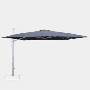 Windproof cantilever parasol Mistral 3x4m - Silver grey frame finish