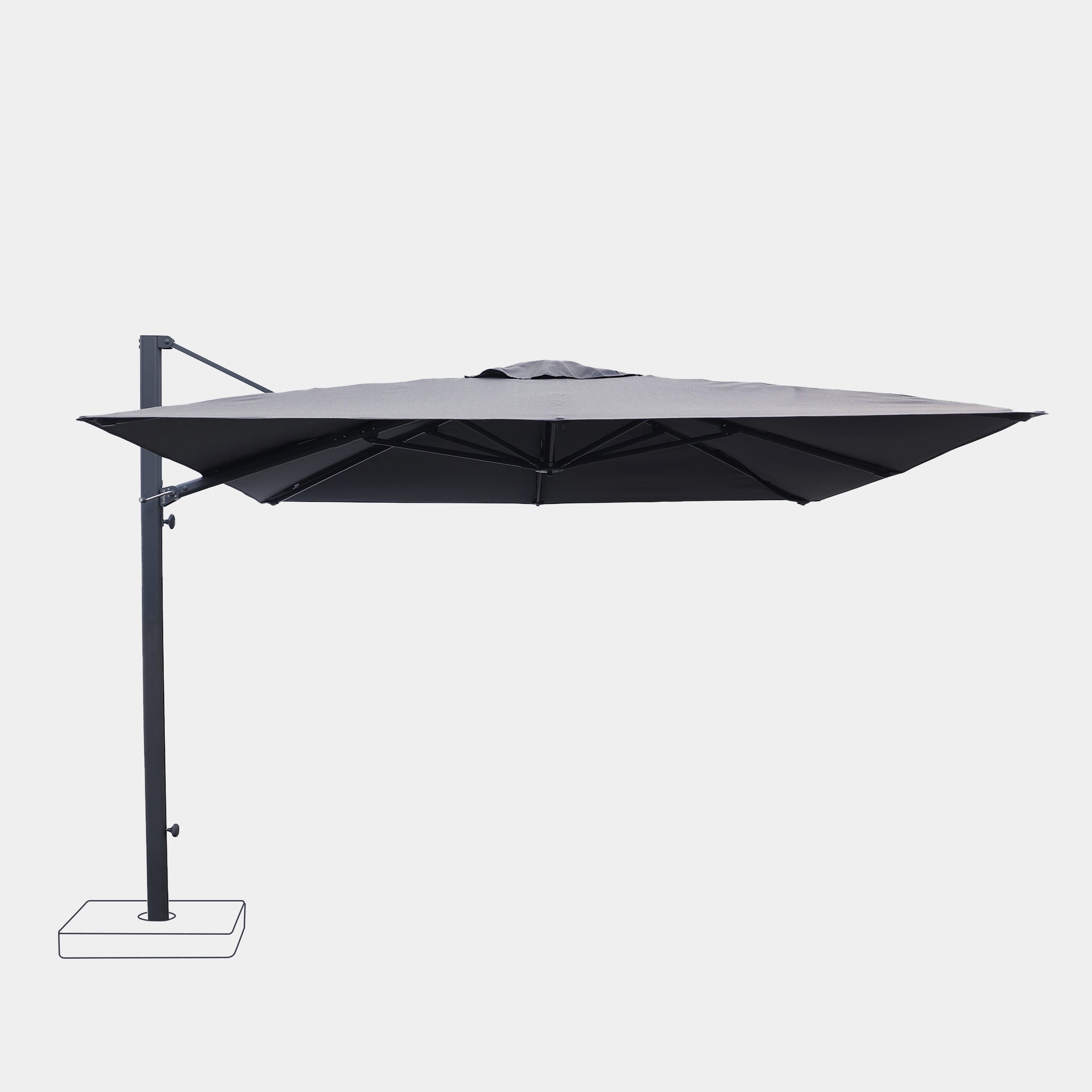 Windproof cantilever parasol Mistral 3x3m - Charcoal grey frame finish