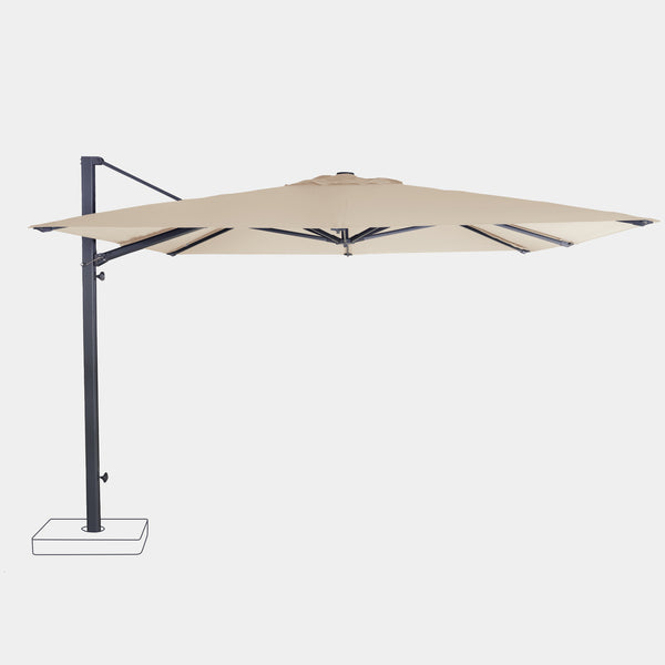 Windproof cantilever parasol Foehn 3x3m - Polyester canopy