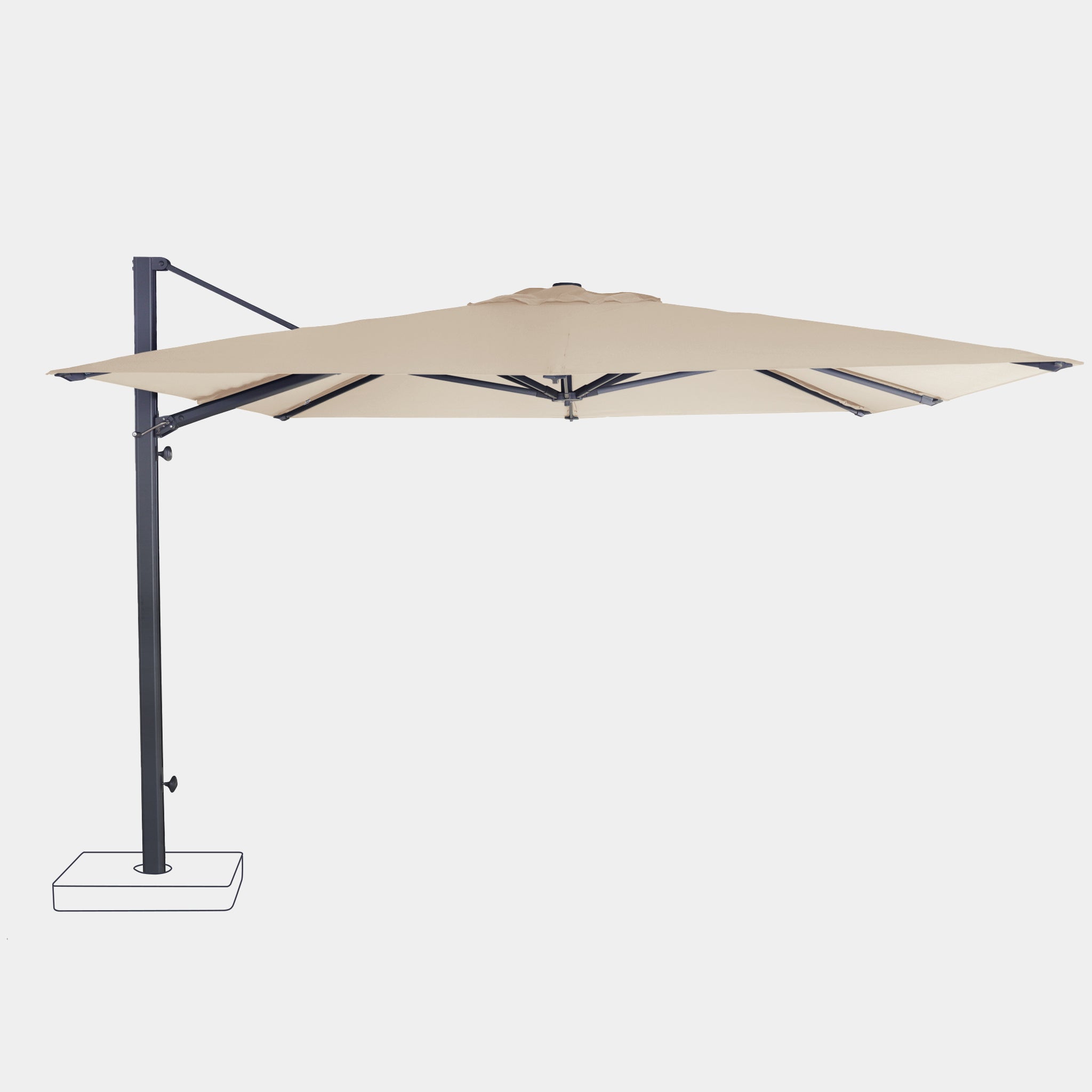 Windproof cantilever parasol Mistral 3x3m - Charcoal grey frame finish