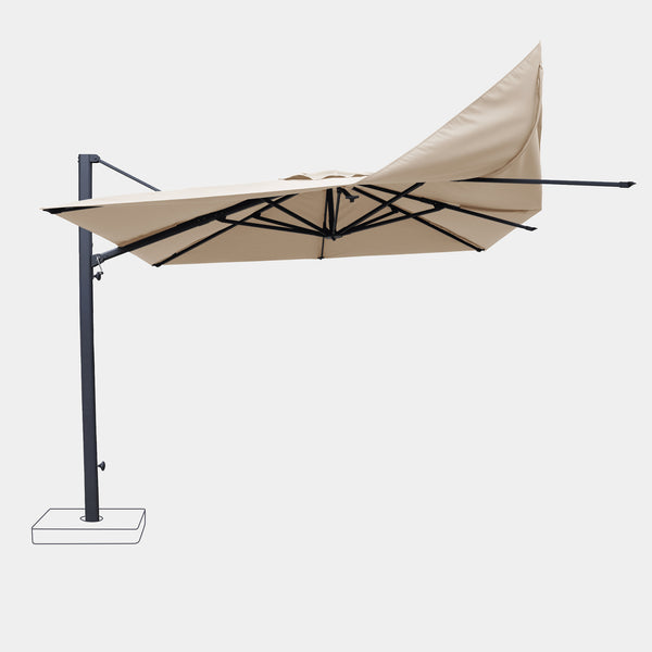 Windproof cantilever parasol Mistral 3x3m - Charcoal grey frame finish