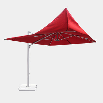 Windproof cantilever parasol Mistral 3x3m - Silver grey frame finish