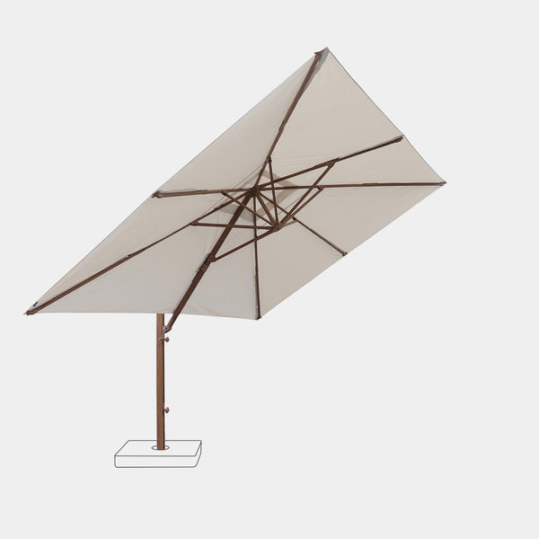 Windproof cantilever parasol Mistral 3x4m - Wood effect frame finish