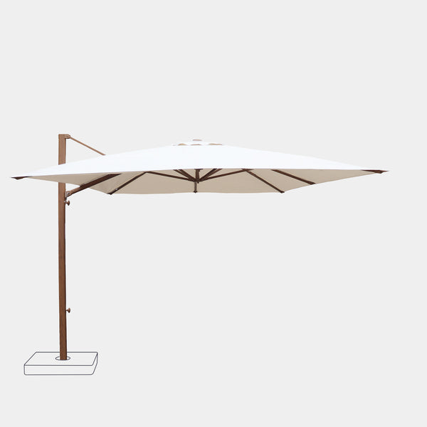 Windproof cantilever parasol Mistral 3x4m - Wood effect frame finish