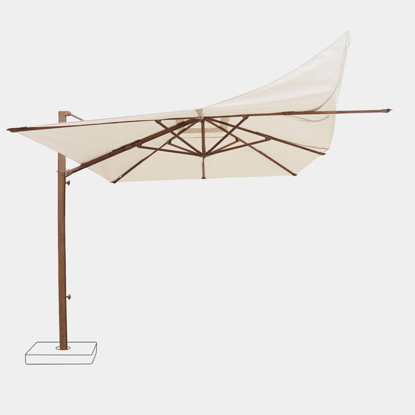 Windproof cantilever parasol Mistral 3x4m - Wood effect frame finish