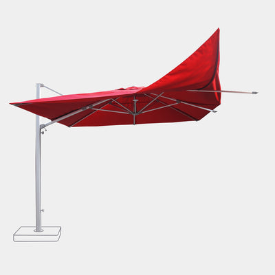 Windproof cantilever parasol Mistral 3x4m - Silver grey frame finish