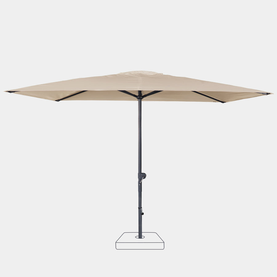 Windproof centre pole parasol Aura 3x2m - Charcoal grey frame finish