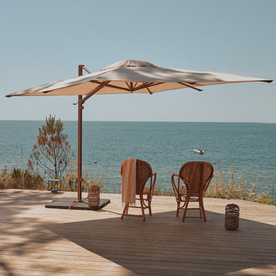 Windproof cantilever parasol Mistral 3x3m - Wood effect frame finish