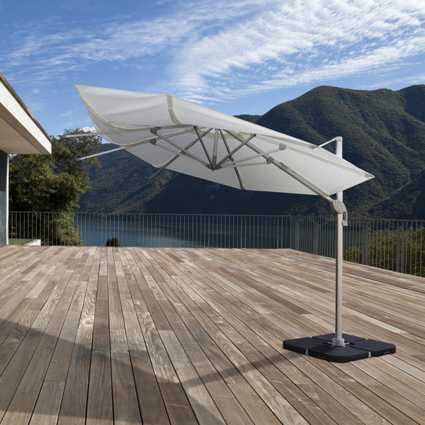 Windproof cantilever parasol Mistral Ø3.30m - Silver grey frame finish