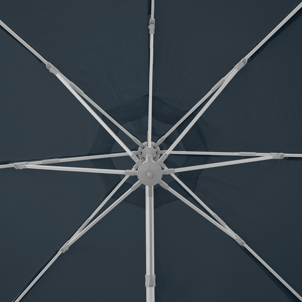 Windproof cantilever parasol Mistral Ø3.30m - Silver grey frame finish