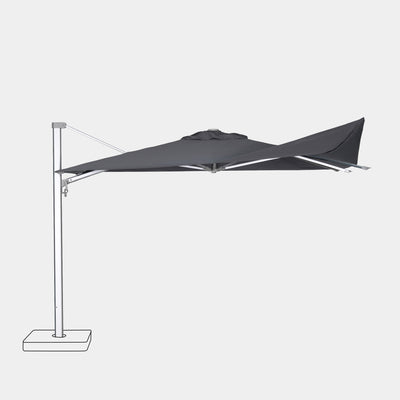 Windproof cantilever parasol Mistral 3x3m - Silver grey frame finish