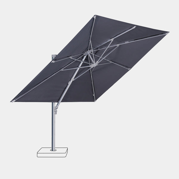 Windproof cantilever parasol Mistral 3x3m - Silver grey frame finish
