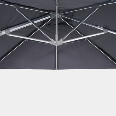 Windproof cantilever parasol Mistral 3x3m - Silver grey frame finish