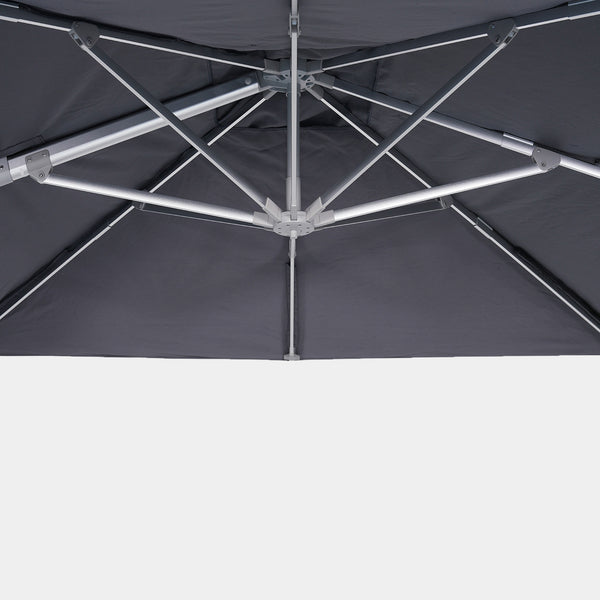 Windproof cantilever parasol Mistral 3x3m - Silver grey frame finish