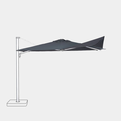 Windproof cantilever parasol Mistral 3x3m - Silver grey frame finish