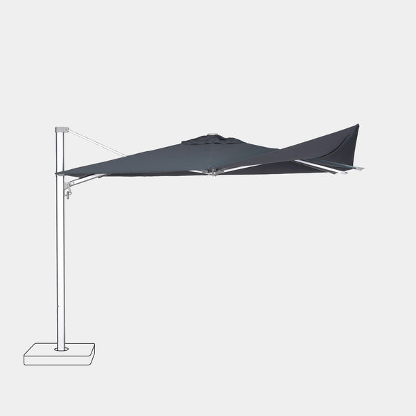 Windproof cantilever parasol Mistral 3x3m - Silver grey frame finish