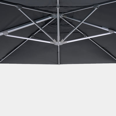 Windproof cantilever parasol Mistral 3x3m - Silver grey frame finish
