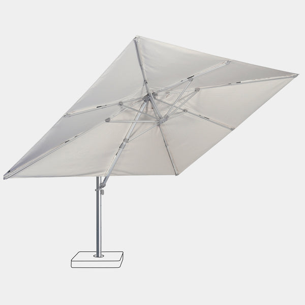 Windproof cantilever parasol Mistral 3x4m - Silver grey frame finish