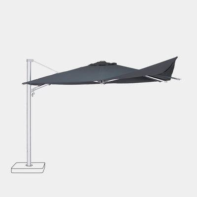 Windproof cantilever parasol Mistral 3x4m - Silver grey frame finish