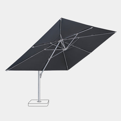 Windproof cantilever parasol Mistral 3x4m - Silver grey frame finish