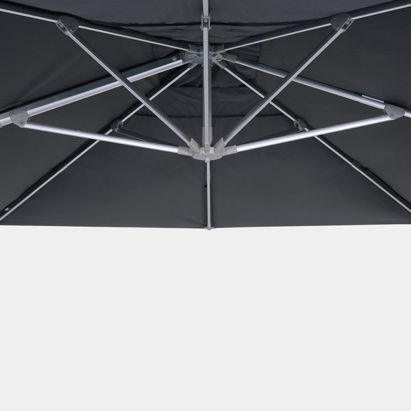Windproof cantilever parasol Mistral 3x4m - Silver grey frame finish