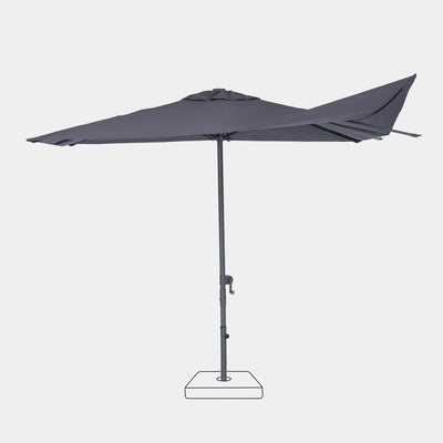 Windproof centre pole parasol Aura 3x3m - Charcoal grey frame inish