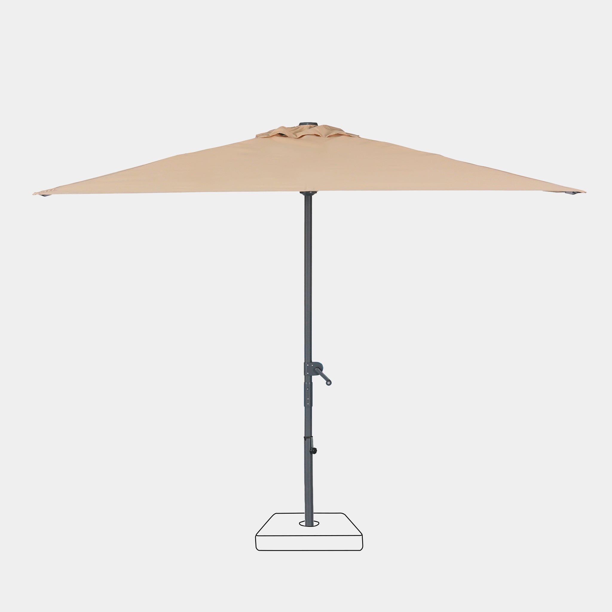 Windproof centre pole parasol Aura 3x2m - Charcoal grey frame finish