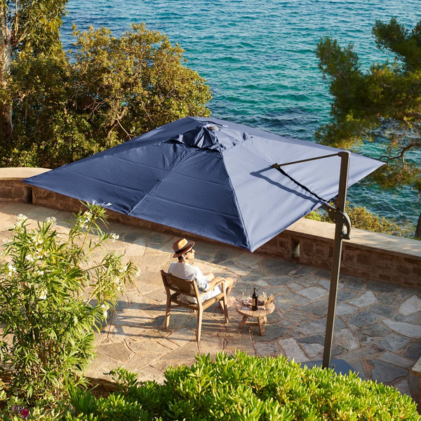 Windproof cantilever parasol Foehn 3x3m - Polyester canopy - Last year's range